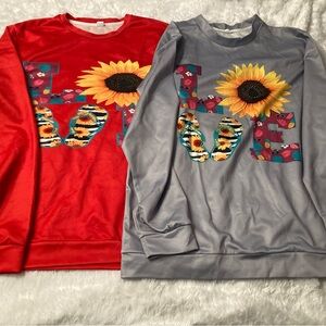 Colorful Love Sweatshirts with Sunflower Design